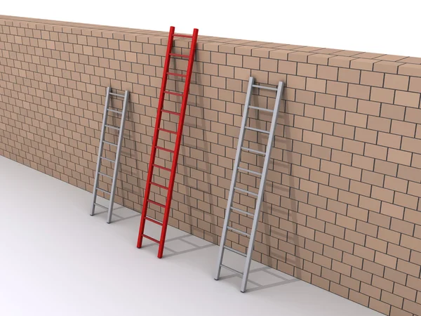 Leiderschap concept met drie ladders — Stockfoto