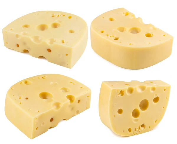 Brânză Elvețiană Sau Olandeză Cuburi Felii Izolate Alb — Fotografie, imagine de stoc