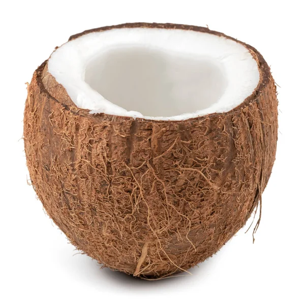 Halve Kokosnoot Geïsoleerd Witte Achtergrond — Stockfoto