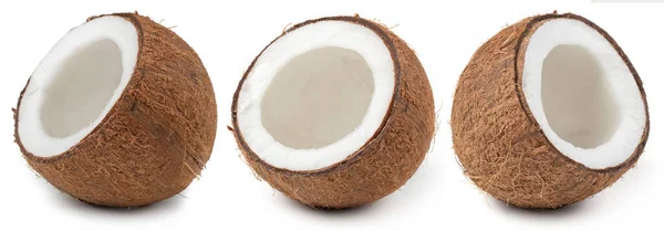 Half Coconuts Isolated White Background — 图库照片