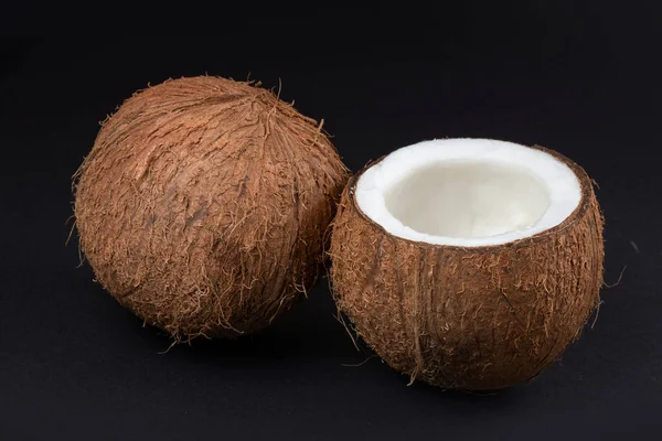 Coconuts Dark Background Half Coconut — 图库照片