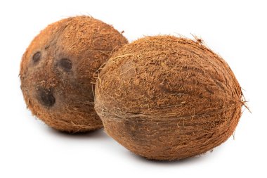 Hindistan cevizi beyaz arka planda izole edilmiş. Tropik meyve.