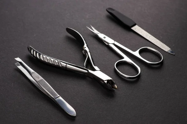 Tools Manicure Set Dark Background — Stock Photo, Image