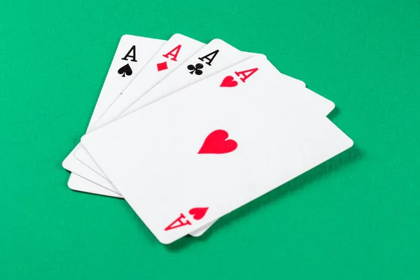 Hrací Karty Zeleném Pozadí — Stock fotografie