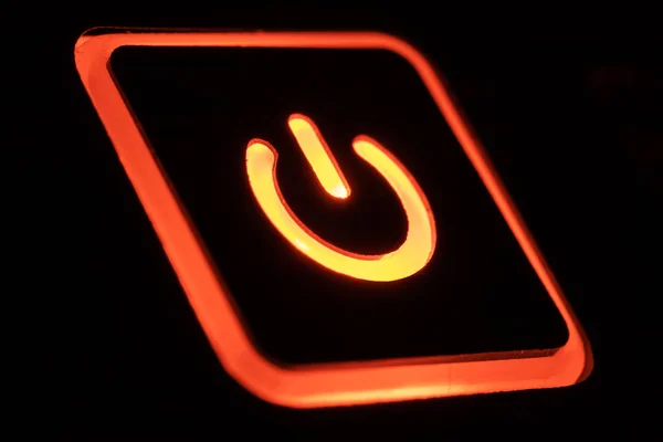 Glowing Power Button Black Background — Stock Photo, Image