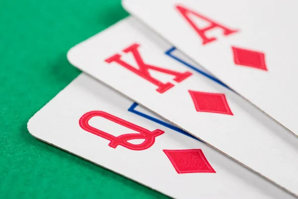 Playing Cards Green Background Macro — Stock Photo, Image