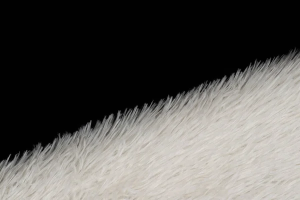 Syntetyczne Futro Białe Tekstury Czarnym Tle — Zdjęcie stockowe