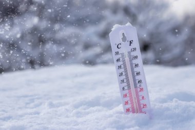Celsius veya Fahrenheit 'te karda düşük sıcaklık termometresi.