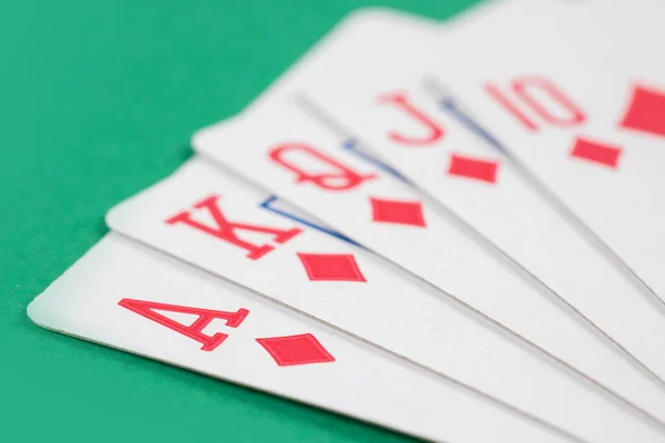 Playing Cards Green Background — Stock Photo, Image