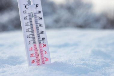 Celsius veya Fahrenheit 'te karda düşük sıcaklık termometresi.