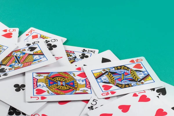 Playing Cards Green Background — Stock Photo, Image