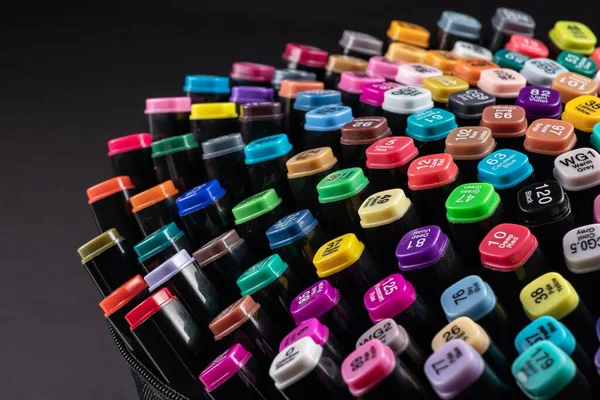 Marcadores Multicolores Con Número Color Firmado Tapa — Foto de Stock