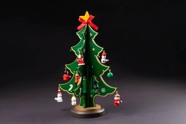 Miniature Model Winter Pine Tree Snow Props Decoration Create Atmosphere — Stock Photo, Image