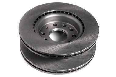 Araba için iki fren diski. Beyazda ayır..