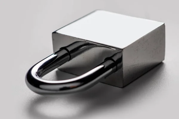 Locked Silver Padlock Gray Background — Stock Photo, Image