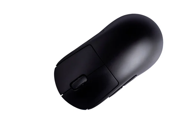 Black Modern Wireless Computer Mouse White Background — Stock Photo, Image