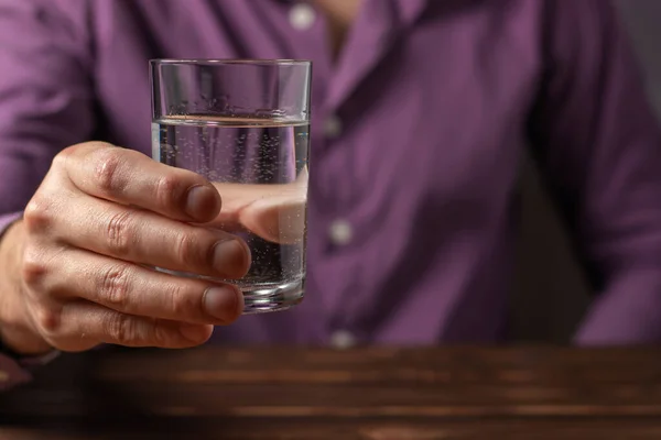Man Drinking Glass Water Health Care Concept Photo Lifestyle Close — Stock Fotó