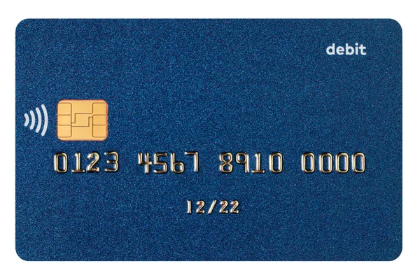Blue Bank Credit Card Isolated White Background — Foto Stock