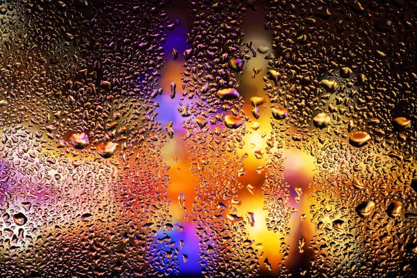 Kondenswasser Auf Dem Klarglasfenster Wassertropfen Regen Abstrakte Hintergrundtextur — Stockfoto