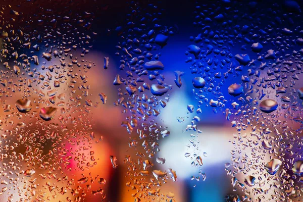 Şeffaf cam pencere üzerinde yoğunlaşma. Su damlaları. Yağmur. Arka plan doku.