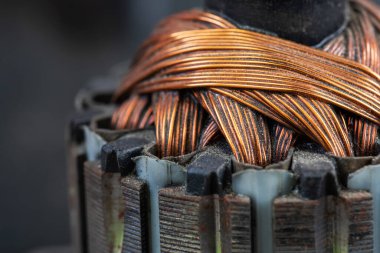 Elektrikli motorun bakır değiştirici çubuğu. Elektrikli motor rotoru