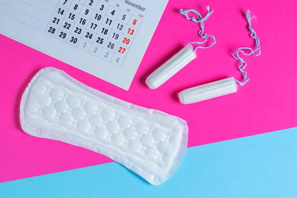 Protección Higiene Mujer Calendario Menstruación Tampones Algodón Limpios Almohadilla Junta —  Fotos de Stock
