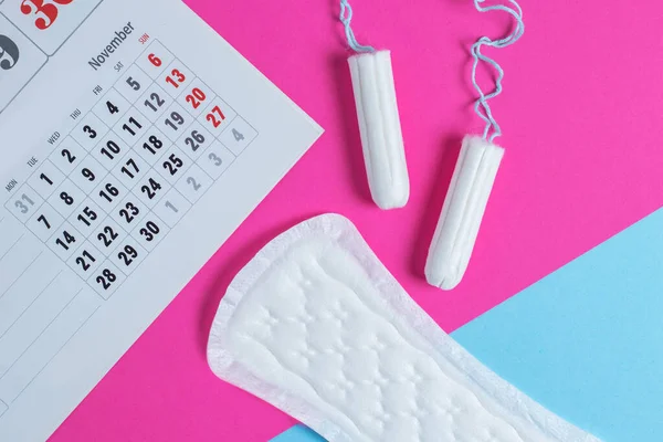 Proteção Higiene Mulher Calendário Menstruação Tampões Algodão Limpo Almofada Vedação — Fotografia de Stock