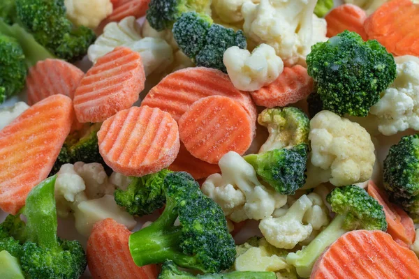 Donmuş sebzelerin karışımı. Yakın plan.