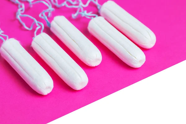 Conceito Período Menstrual Protecção Higiene Mulher Tampões Algodão Sobre Fundo — Fotografia de Stock