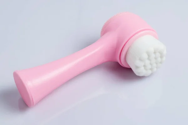 Pink Face Cleansing Brush Closeup Cosmetic Accessory — Fotografia de Stock