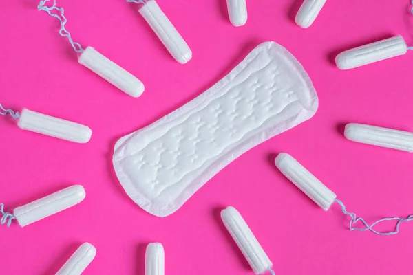 Tampones Almohadillas Menstruales Sobre Fondo Rosa Ciclo Menstruación Higiene Protección —  Fotos de Stock