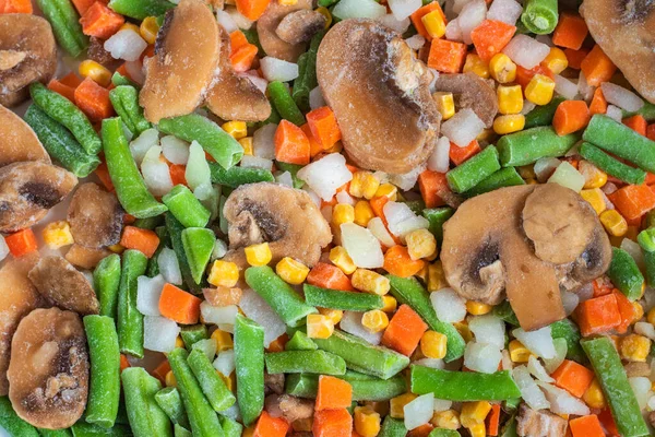 Нарезанные Замороженные Овощи Фон Морковь Кукурузного Гороха — стоковое фото