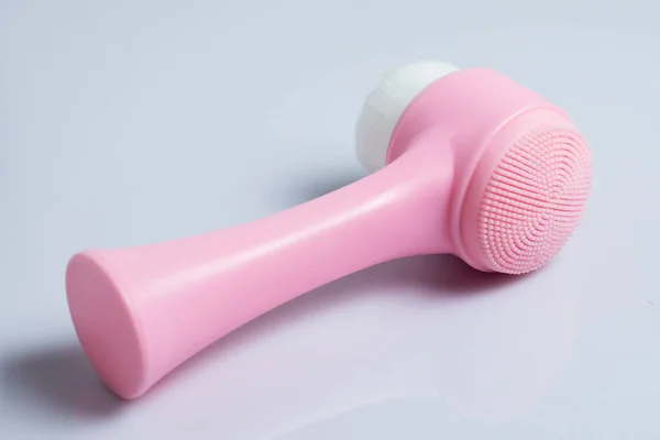 Pink Face Cleansing Brush Closeup Cosmetic Accessory — Stockfoto