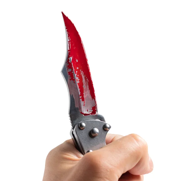 Hand Holding Bloody Knife Large Bloody Knife Bloody Theme Killer — Stock fotografie