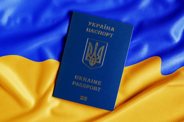 Paszporty Ukrainy Tle Flagi Ukraińskiej — Zdjęcie stockowe