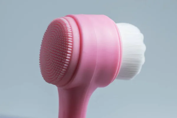 Pink Face Cleansing Brush Closeup Cosmetic Accessory — ストック写真