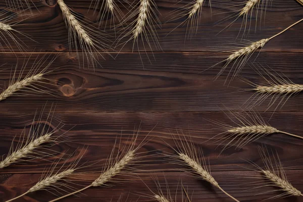 Wheat Ears Bunch Rustic Wooden Background — Foto de Stock