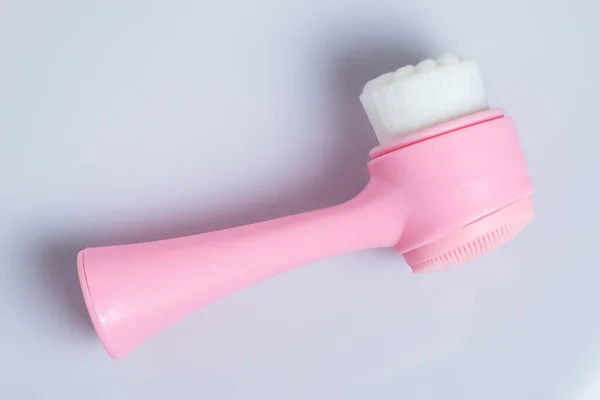 Pink Face Cleansing Brush Closeup Cosmetic Accessory — Fotografia de Stock