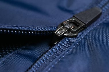 Demir fermuar yakın görünüm, dikiş konsepti