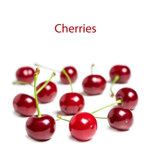 Cherry Isolated Cherries White Background Sour Cherry White Full Depth — Stok fotoğraf