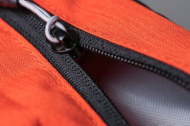 Demir fermuar yakın görünüm, dikiş konsepti