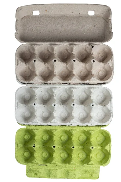 Стек Картонної Упаковки Яєць Ізольовані Білому — стокове фото