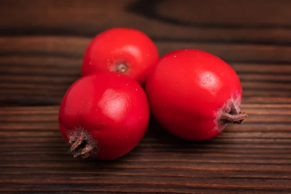 Frutti Biancospino Fondi Legno Vicino — Foto Stock