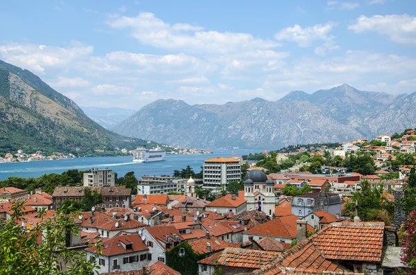 Pohled na staré město kotor z hory lovcen v kotor, Černá Hora — Stock fotografie