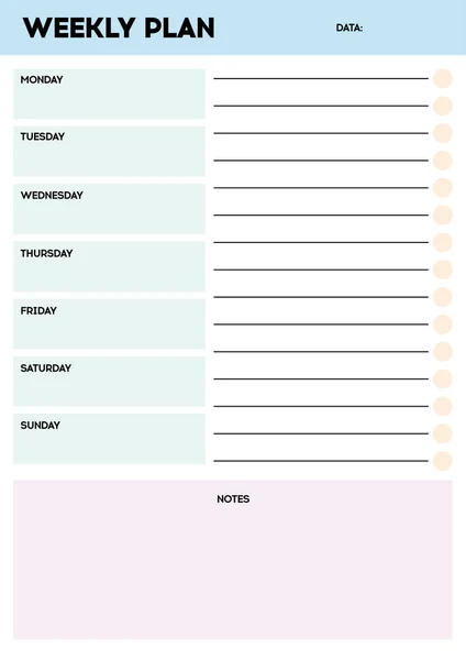 Printable Basic Weekly Planner Moderne Planer Vorlagen Planer Und Liste — Stockvektor