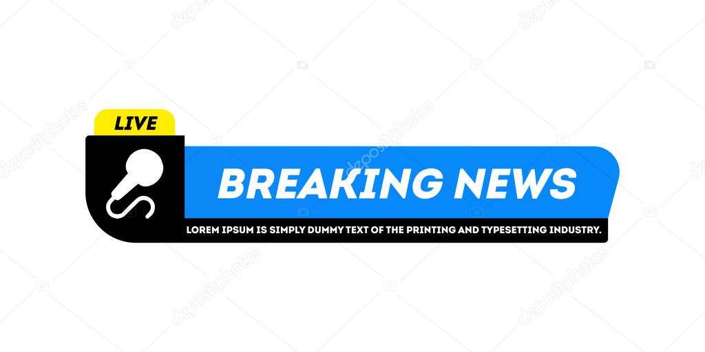 Background screen saver on breaking news. Breaking news live banner isolated on white background.