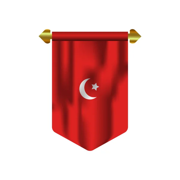 Turquia Acenando Bandeira Fundo Isolado Vetor Ilustração — Vetor de Stock