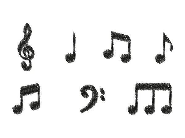 Notes Musique Icônes Ensemble Illustration Vectorielle Notes Musique Chanson Mélodie — Image vectorielle