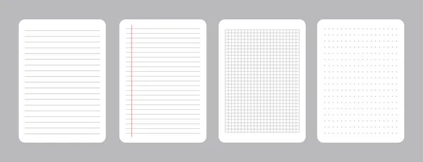 Realistische Vektorillustration Von Leeren Blättern Quadratischen Und Linierten Papiers Aus — Stockvektor