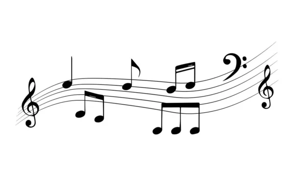 Music notes  black signs vector set. Isolated music note icons on white background. Music note symbols with treble clef. Vector illustration